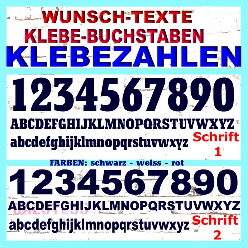 Einzelne zahlen buchstaben - zahlen,